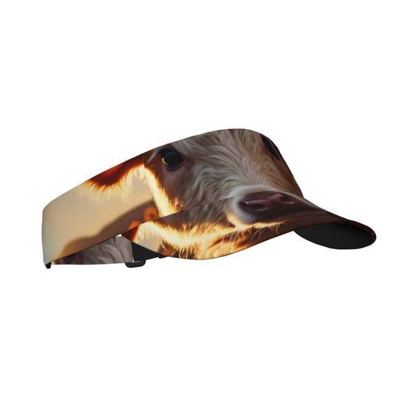 Balery Sunset Sunflower Small Cow Sport Wear Athletic Visor Sun Sports Visor Hat Visor Adjustable Cap for Women and Men (One Size)