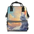 thumbnail image 1 of Balery Sunshine Colorful Cloud Rabbit Mummy Backpack - Waterproof Twill Canvas, Large Capacity Diaper Bag with Multiple Pockets and Adjustable Straps, 1 of 6