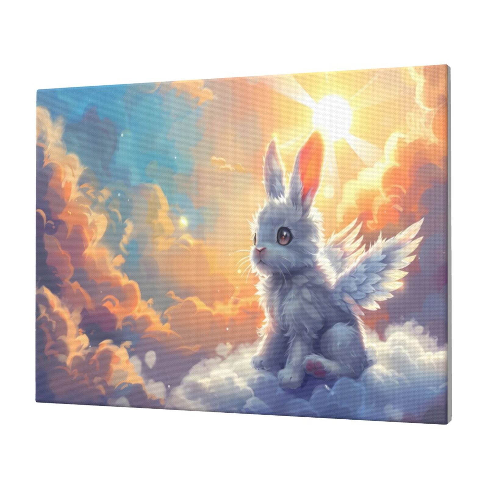 Balery Sunshine Colorful Cloud Rabbit Pattern Canvas Decorative Picture ...