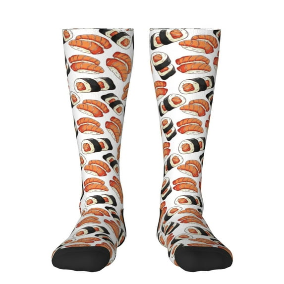 Balery Sushi Roll Printed Novelty Socks Men's Women's Crew Socks Sports Socks Knee High Socks Cotton Socks Quirky and Cool Socks