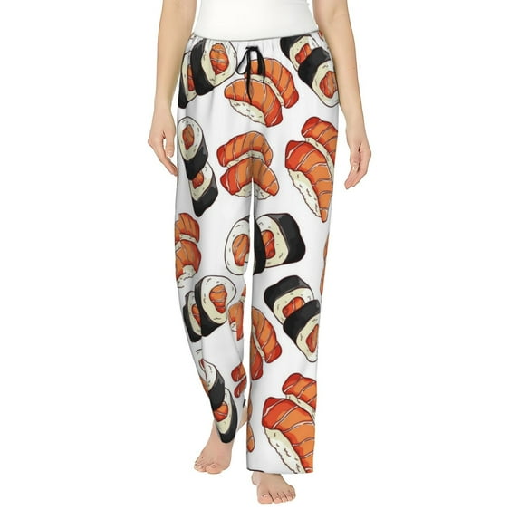 Balery Sushi Roll print Women's Pajama Pants,Ultra Lightweight Pjs,Lounge Pant-Small