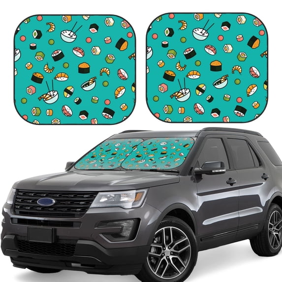 Balery 2 Piece Sushi Car Windshield Sun Shade|Foldable Front Windshield Shade for Car Front Window for Most Sedans SUV Truck-Large