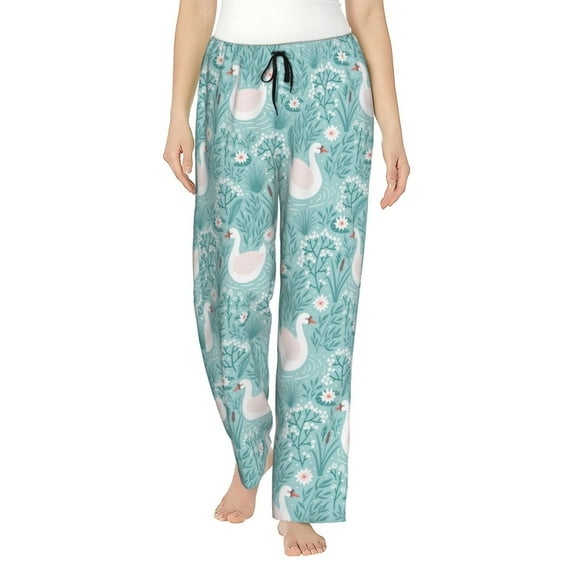 Balery Swan And Flowers4 print Women's Pajama Pants,Ultra Lightweight Pjs,Lounge Pant-XX-Large
