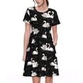thumbnail image 1 of Balery Swan And Dragonflies Pattern Womens Dresses Loose Short sleeve Sundresses Swimsuit Coverup 2025 Summer Casual Dress for Women - A-Line Swing Dress, 1 of 6