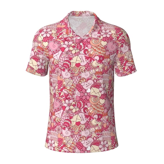 Balery Sweet Printed Men’s Short Sleeve Polo Shirt, Midweight Men's Shirt,Golf Polo shirts -