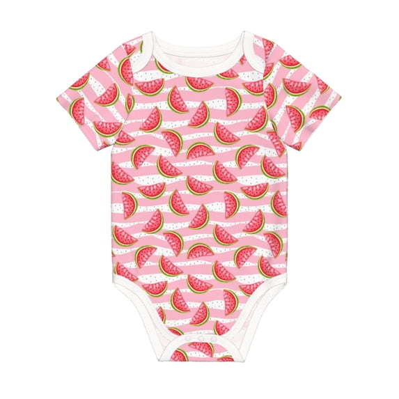 Balery Sweet Watermelon Pattern Baby Climbing Clothes Infant Bodysuit Cute Infant Bodysuit Baby Romper-3 Months