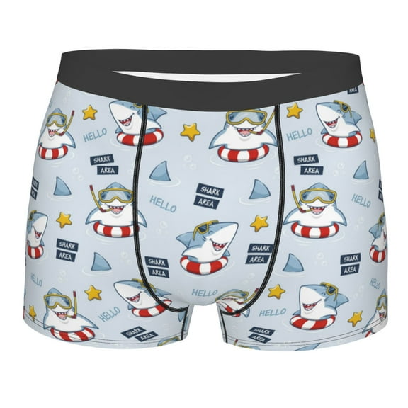 Balery Swimming Shark Men's Boxer Briefs, Soft and Breathable Cotton Underwear with nylon Waistband-Small
