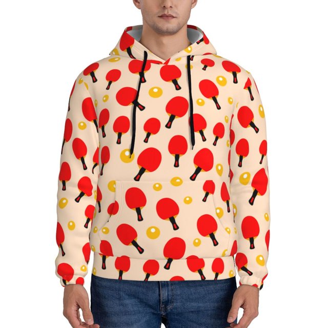 Balery Table Tennis Rackets 1 Pattern Mens Hoodie Kangaroo Pocket