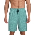 thumbnail image 1 of Balery Teal Green Glitter Men's Cotton Knit Pajama Shorts Waistband & Pockets,Short Pajama Pants-Large, 1 of 8
