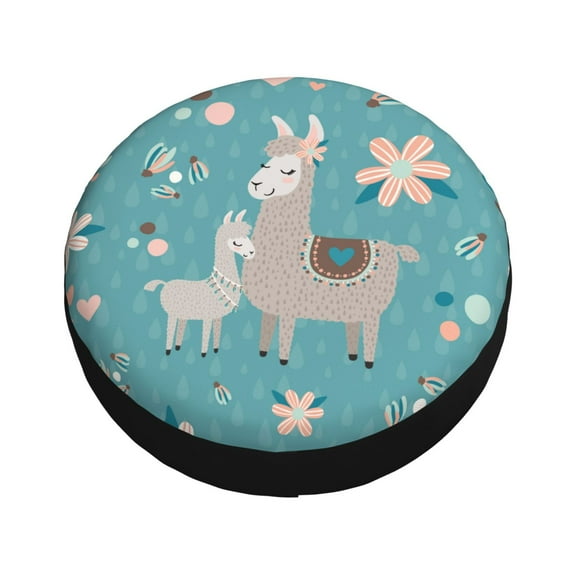 Balery Teal Mama Llama Tire Covers - Tough Tire Wheel Protector for Truck, SUV, Trailer, Camper, RV -14 inch