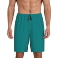 thumbnail image 1 of Balery Teal Men's Cotton Knit Pajama Shorts Waistband & Pockets,Short Pajama Pants-Medium, 1 of 8
