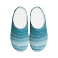 thumbnail image 1 of Balery Teal Turquoise Fluid Stripes Pattern Women's Fuzzy Memory Foam Slippers Fluffy Winter House Shoes Indoor and Outdoor-46/47, 1 of 7