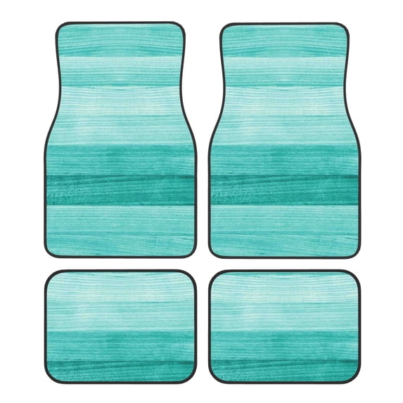 Balery Teal Turquoise Pattern 4-Piece Floor Mats, Heavy-Duty Rubber Liners, Anti-Slip Design, All-Season Automotive Protection, Vehicles, Cars, Trucks, and SUVs