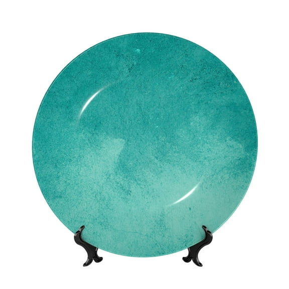 Balery Teal Turquoise1 Print Bone China Decorative Plate Ceramic Dinner Plates Art Crafts with Display Stand-10in