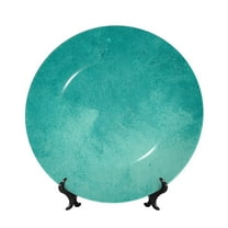 Balery Teal Turquoise1 Print Bone China Decorative Plate Ceramic Dinner Plates Art Crafts with Display Stand-10in