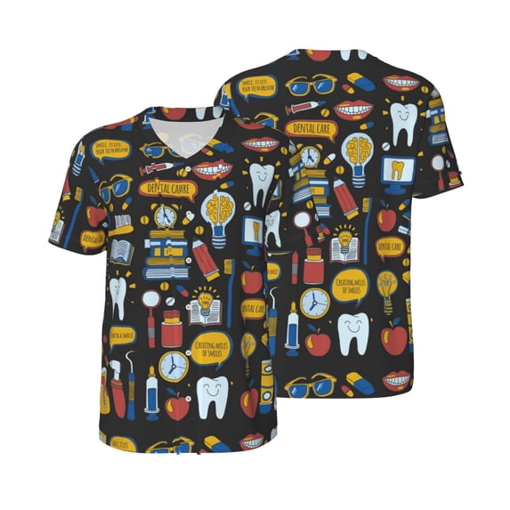 Balery Teeth Baseball Jersey for Men Casual Button Down Shirts Short Sleeve Active Team Sports Uniform-Small