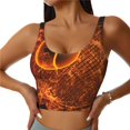 thumbnail image 1 of Balery Tennis Racket In Fire Pattern Racerback Sports Bras for Women - Padded Seamless High Impact Support for Yoga Gym Workout Fitness-Large, 1 of 8