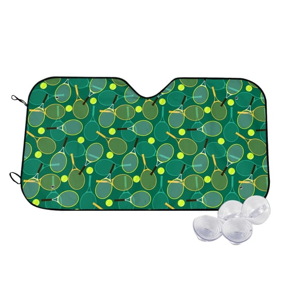 Balery Tennis Rackets and Balls Print Car Windshield Sun Shade,Windshield Sunshade for Car Pickup Truck SUV Accessories-Small