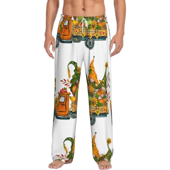 Balery Thanksgiving Truck print Men's Pajama Pants,Ultra Lightweight Pjs,Lounge Pant-Large