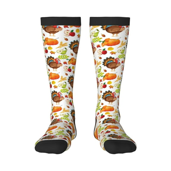Balery Thanksgiving Turkey Printed Novelty Socks Men's Women's Crew Socks Sports Socks Knee High Socks Cotton Socks Quirky and Cool Socks