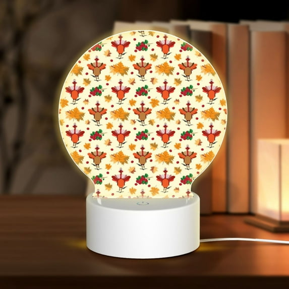 Balery Thanksgiving Turkeys Pattern Acrylic Night Light Gift with 3 Color ModesTouch-Sensitive LED Lamp Perfect Gift for Mother's Day, Birthday, or Christmas