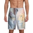 thumbnail image 1 of Balery The Cat Looks in the Mirror Men's Cotton Knit Pajama Shorts Waistband & Pockets,Short Pajama Pants-Small, 1 of 8