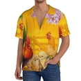 thumbnail image 1 of Balery The Chicken Family Men's Casual Button Down Shirt Short Sleeve Textured Summer Cuban Beach Shirts-Large, 1 of 7