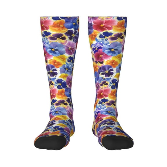 Balery The Garden Tricolor Pansy Flower Fun Novelty Socks Men'S Women'S Crew Socks Funny Crazy Novelty Socks Quirky And Cool Socks