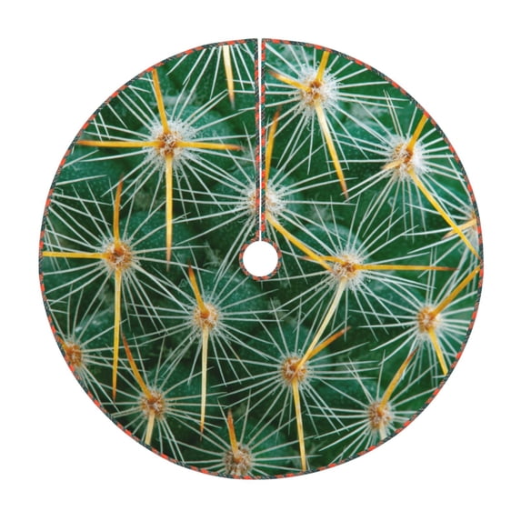 Balery Thorns Of Macro Cactus Printed Christmas Tree Skirt , Merry Christmas Party Christmas Tree Decoration,Adjustable Tree Skirt-36"