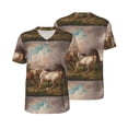thumbnail image 1 of Balery Three Horses Oil Painting Baseball Jersey for Men Casual Button Down Shirts Short Sleeve Active Team Sports Uniform-X-Large, 1 of 9