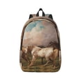 thumbnail image 1 of Balery Three Horses Oil Painting Vintage Canvas Backpack for Men and Women - Large Capacity, Durable Travel Laptop Bag for School, Work, Hiking, and Outdoor Activities, 1 of 7