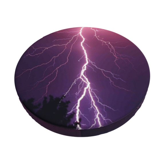 Balery Thunderstorm Violet Purple Velvet Round Bar Chair Cushion Cover Adjustable, Protects From Scratches And Stains, Soft & Washable Ideal For Wooden And Metal Stools - 14 Inch
