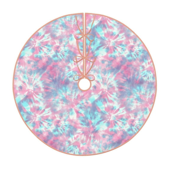 Balery Tie Dye Printed Christmas Tree Skirt , Merry Christmas Party Christmas Tree Decoration,Adjustable Tree Skirt-48"