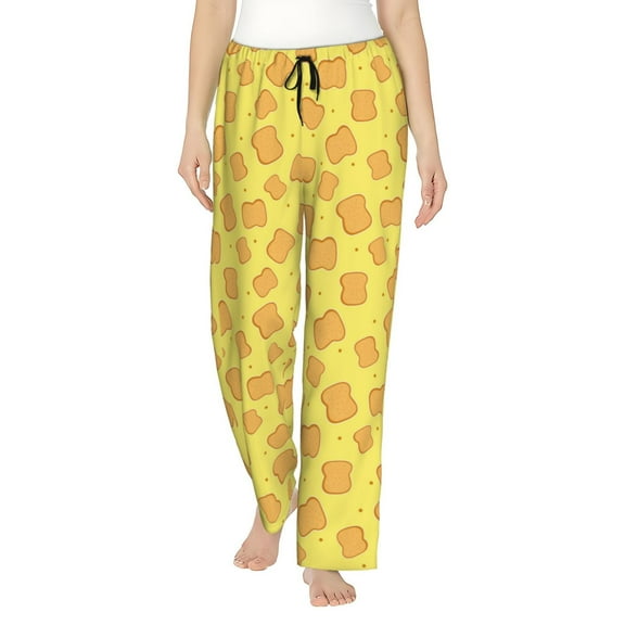 Balery Toast print Women's Pajama Pants,Ultra Lightweight Pjs,Lounge Pant-Small