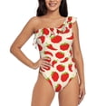 thumbnail image 1 of Balery Tomatoes And Chili One Shoulder Swimsuits for Women Ruffle Swimsuits Tummy Control One Shoulder Bathing Suits-XX-Large, 1 of 8