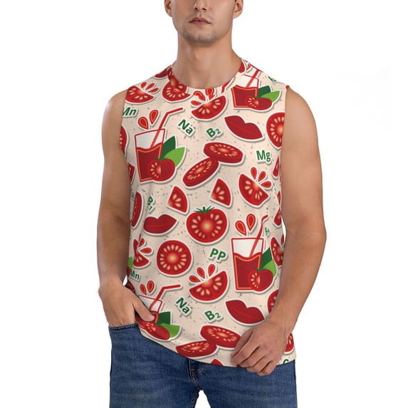 Balery Tomatoes Men's Sleeveless Muscle Shirts Workout Tank Top, Moisture Wicking, Odor Protection-Small