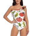 thumbnail image 1 of Balery Tomatoes One Shoulder Swimsuits for Women Ruffle Swimsuits Tummy Control One Shoulder Bathing Suits-X-Large, 1 of 8