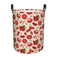 thumbnail image 1 of Balery Tomatoes Round Laundry Basket with Handles Waterproof Freestanding Laundry Hamper for Clothes Toys in the Dorm and Family-Small, 1 of 8