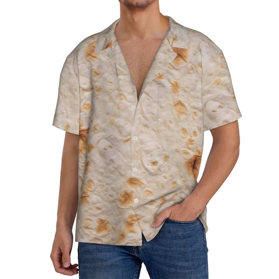 Balery Tortilla Men's Casual Button Down Shirt Short Sleeve Textured Summer Cuban Beach Shirts-Medium