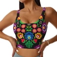 thumbnail image 1 of Balery Traditional Floral Polish Pattern Racerback Sports Bras for Women - Padded Seamless High Impact Support for Yoga Gym Workout Fitness-Medium, 1 of 8