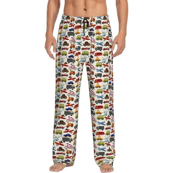 Balery Train print Men's Pajama Pants,Ultra Lightweight Pjs,Lounge Pant-Small