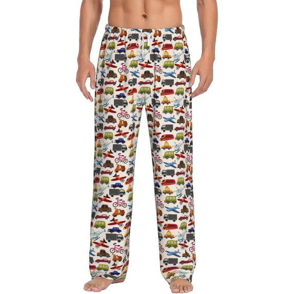 Balery Transport print Men's Pajama Pants,Ultra Lightweight Pjs,Lounge Pant-Small