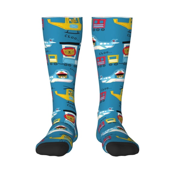 Balery Transportations With Cute Animals Fun Novelty Socks Men'S Women'S Crew Socks Funny Crazy Novelty Socks Quirky And Cool Socks