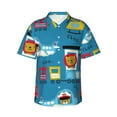 thumbnail image 1 of Balery Transportations With Cute Animals Print Men's Hawaiian Shirts Short Sleeve Beach Shirt Relaxed Fit Vacation Button Down Shirts-3X-Large, 1 of 9