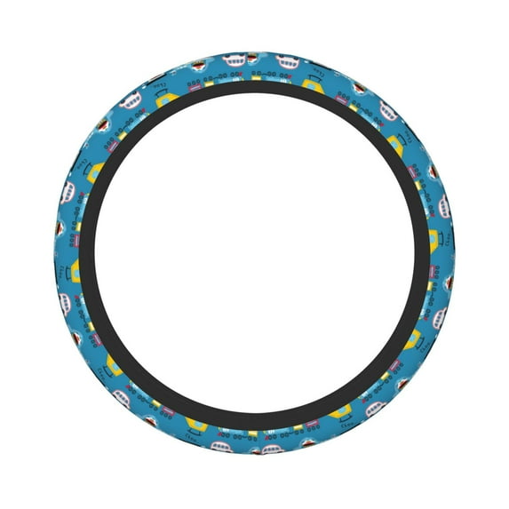 Balery Transportations With Cute Animals print Steering Wheel Covers Elastic Skidproof Steering Wheel Protective Cover Case for Men Women Universal 15 Inches Cars Accessories