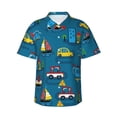 thumbnail image 1 of Balery Transportations with Buildings Print Men's Hawaiian Shirts Short Sleeve Beach Shirt Relaxed Fit Vacation Button Down Shirts-Medium, 1 of 9