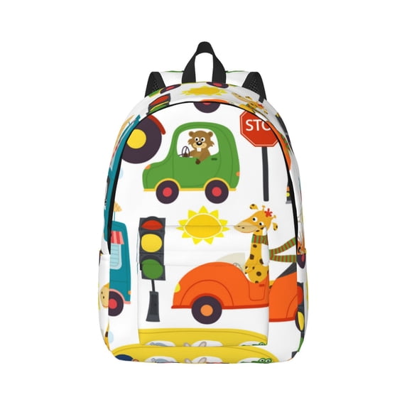 Balery Transports with Animals Vintage Canvas Backpack for Men and Women - Large Capacity, Durable Travel Laptop Bag for School, Work, Hiking, and Outdoor Activities