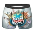 thumbnail image 1 of Balery Travel Around The World Men's Boxer Briefs, Soft and Breathable Cotton Underwear with nylon Waistband-Large, 1 of 9