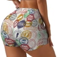 thumbnail image 1 of Balery Travel Stamp Printed Workout Shorts for Women Seamless Scrunch Short Gym Yoga Running Sport Active Exercise Fitness Shorts-Large, 1 of 8