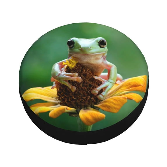 Balery Tree Frog Sitting On Sunflowes Tire Covers - Tough Tire Wheel Protector for Truck, SUV, Trailer, Camper, RV -16 inch